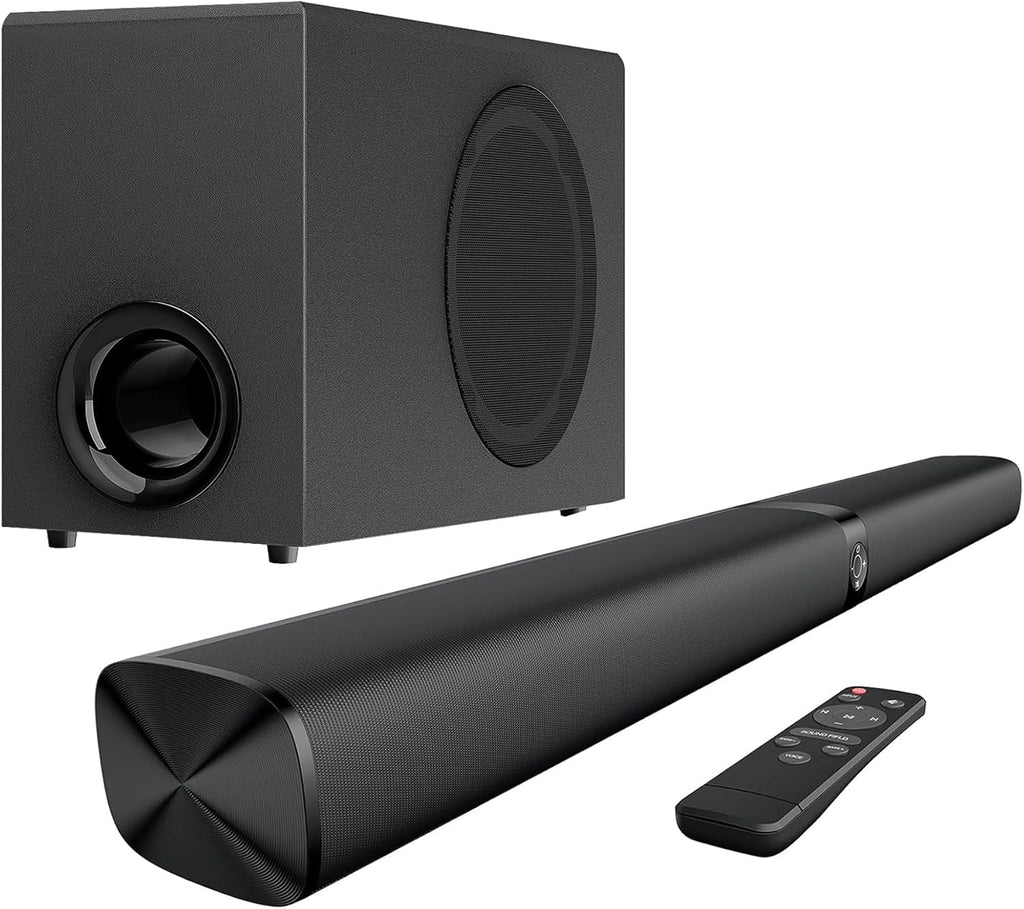 GarageRock Speaker System Sound Bar with Subwoofer for TV, 2 in 1 Detachable 110W Soundbar with Deep Bass&Volume Boost&3 EQ Mode, Bluetooth 5.3/ARC/Opt/AUX, Surround Sound System for TV/PC/Projectors