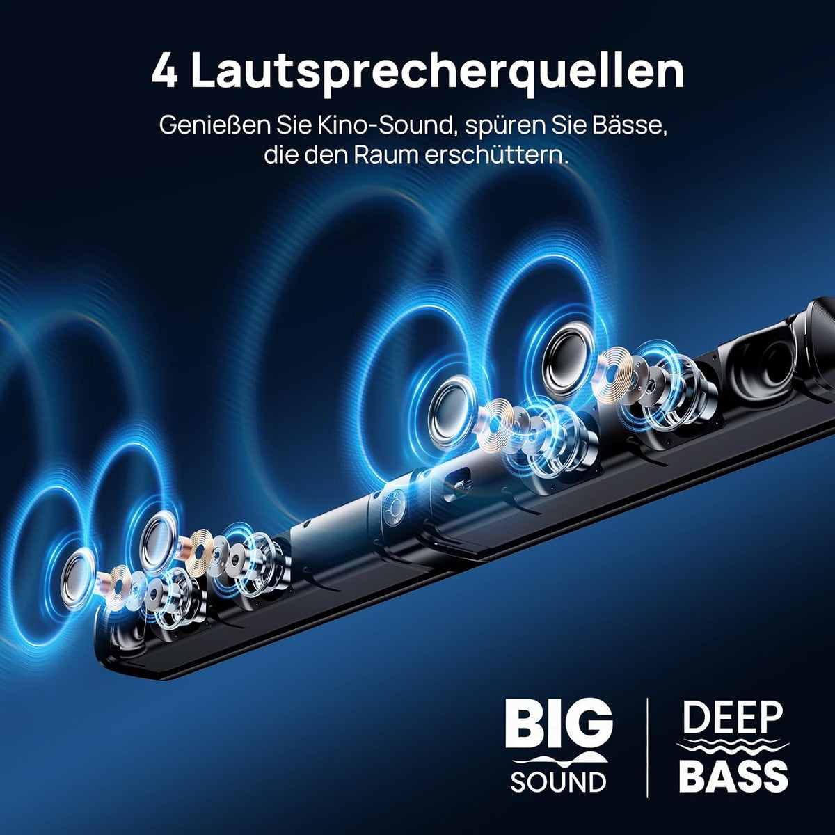 GarageRock 31″ Soundbar All-in-One, 2-in-1 Abnehmbare Sound Bar für TV