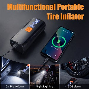 GarageRock Tyre Inflator Portable Air Compressor,20000mAh and 150PSI Cordless Air Pump with Digital LCD Pressure Gauge One Click Electric Tyre Inflator for Car,Motorcycle,Bike and Balls, Black