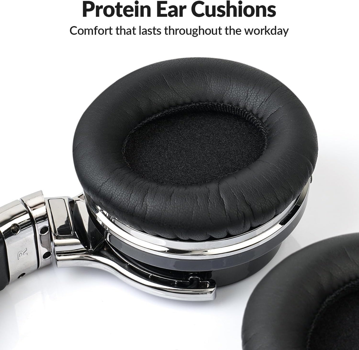 GarageRock E7 Active Noise Cancelling Headphones Bluetooth and Wireless Headphones Over Ear with Microphone Deep Bass, Comfortable Protein Earpads, 30 Hours Playtime for Travel/Work, Black