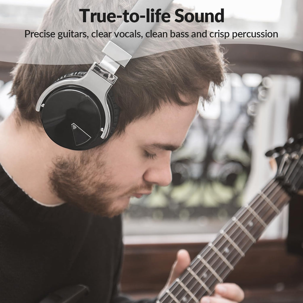 GarageRock E7 Active Noise Cancelling Headphones Bluetooth and Wireless Headphones Over Ear with Microphone Deep Bass, Comfortable Protein Earpads, 30 Hours Playtime for Travel/Work, Black